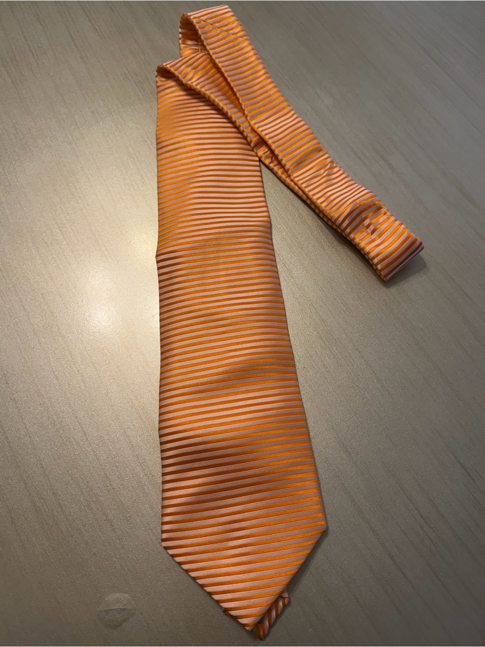 Men's Orange Striped Tie - Classic Formal Accessory
